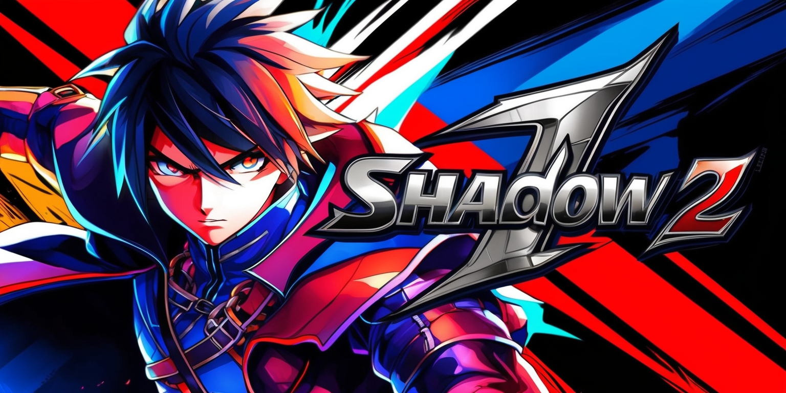A vibrant anime-style illustration of the Shadow 2 game, set against a dynamic background with bold lines and intense colors, featuring a heroic protagonist with striking facial features, piercing eyes, and a determined expression, dressed in a sleek outfit with intricate details, surrounded by dramatic lighting and action-packed elements, with the game's logo prominently displayed in a stylized font with sharp edges and a metallic sheen, blending fantasy and realism in a captivating visual representation of the game's essence.